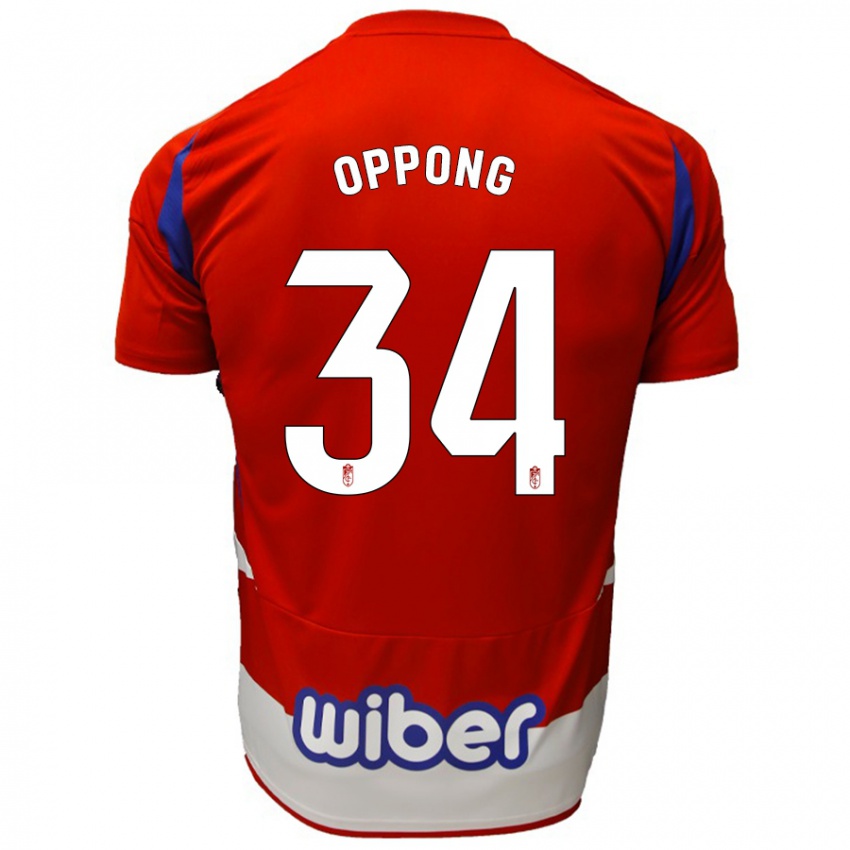 Kinder Oscar Naasei Oppong #34 Rot Weiß Blau Heimtrikot Trikot 2024/25 T-Shirt