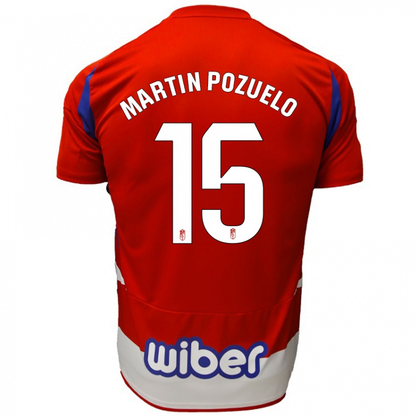 Kinder Esther Martin-Pozuelo #15 Rot Weiß Blau Heimtrikot Trikot 2024/25 T-Shirt