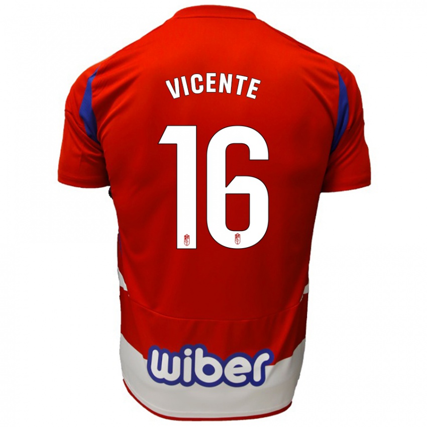 Kinder Nerea Vicente #16 Rot Weiß Blau Heimtrikot Trikot 2024/25 T-Shirt