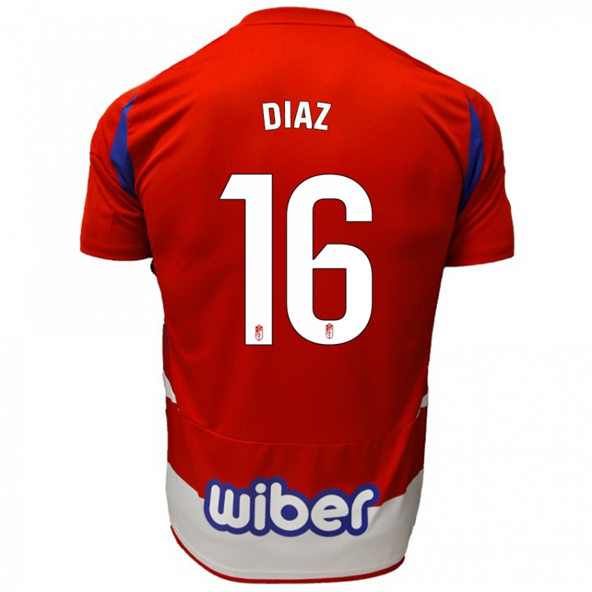 Kinder Víctor Díaz #16 Rot Weiß Blau Heimtrikot Trikot 2024/25 T-Shirt