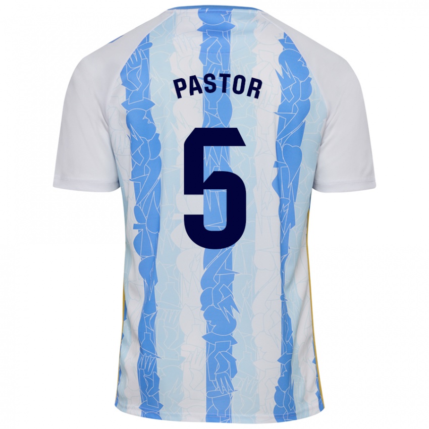 Kinder Álex Pastor #5 Weiß Blau Heimtrikot Trikot 2024/25 T-Shirt