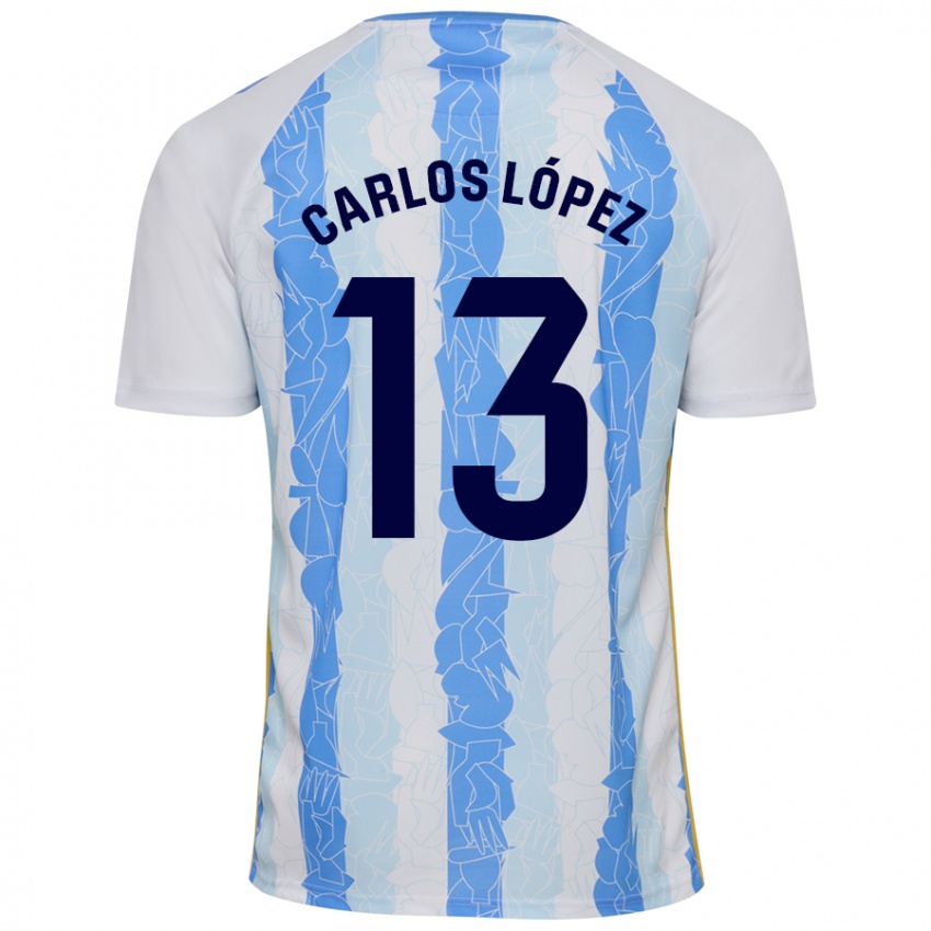 Kinder Carlos López #13 Weiß Blau Heimtrikot Trikot 2024/25 T-Shirt