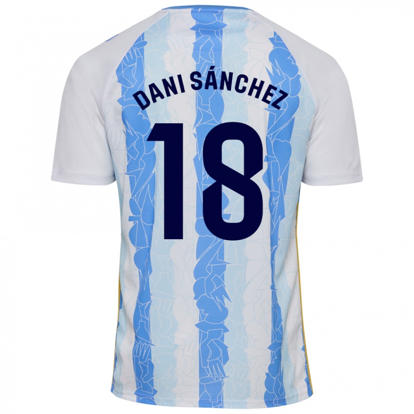 Kinder Dani Sánchez #18 Weiß Blau Heimtrikot Trikot 2024/25 T-Shirt