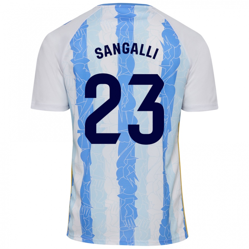 Kinder Luca Sangalli #23 Weiß Blau Heimtrikot Trikot 2024/25 T-Shirt