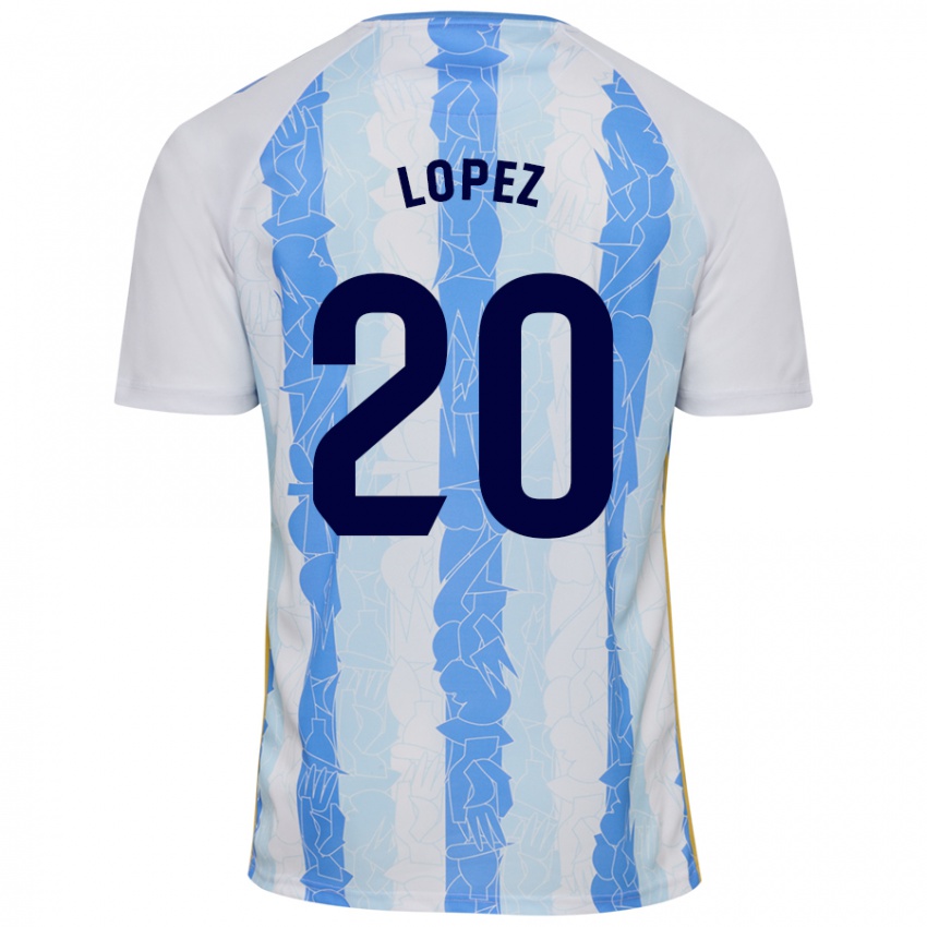 Kinder Adri López #20 Weiß Blau Heimtrikot Trikot 2024/25 T-Shirt