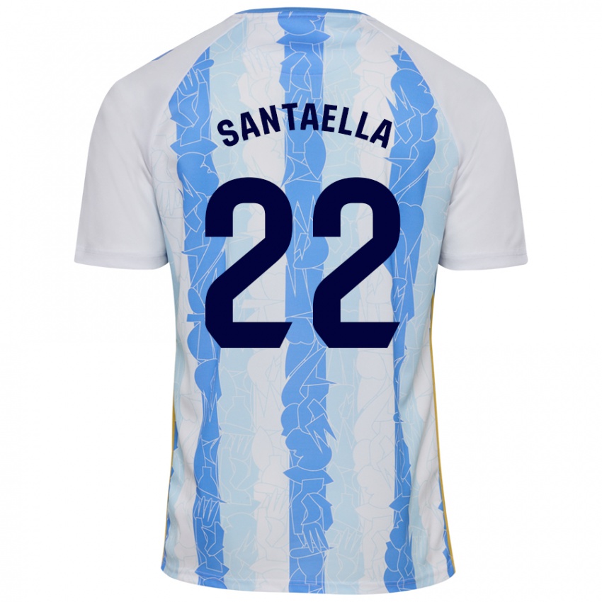 Kinder Miguel Ángel Santaella #22 Weiß Blau Heimtrikot Trikot 2024/25 T-Shirt