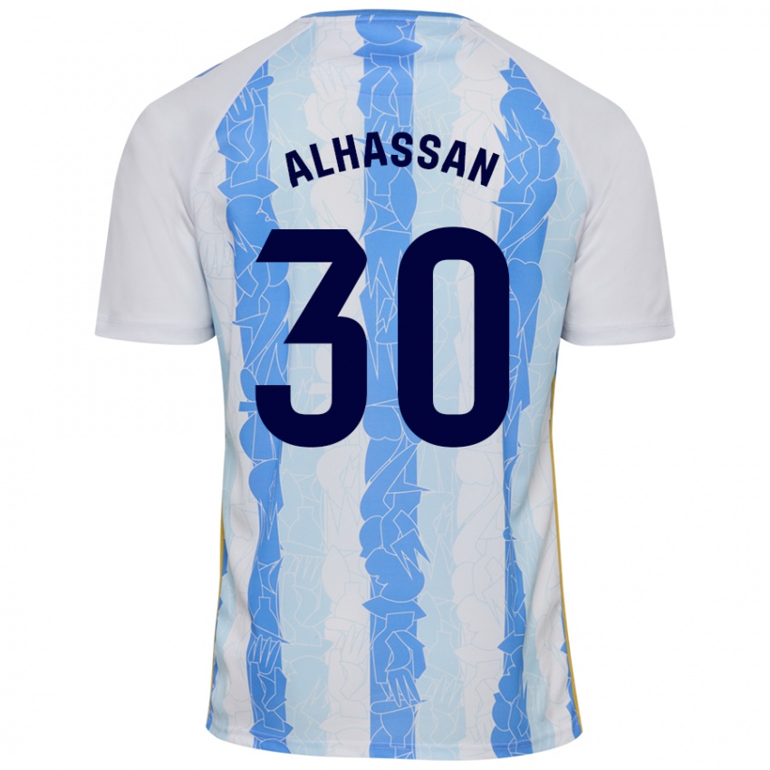 Kinder Mubarak Alhassan #30 Weiß Blau Heimtrikot Trikot 2024/25 T-Shirt