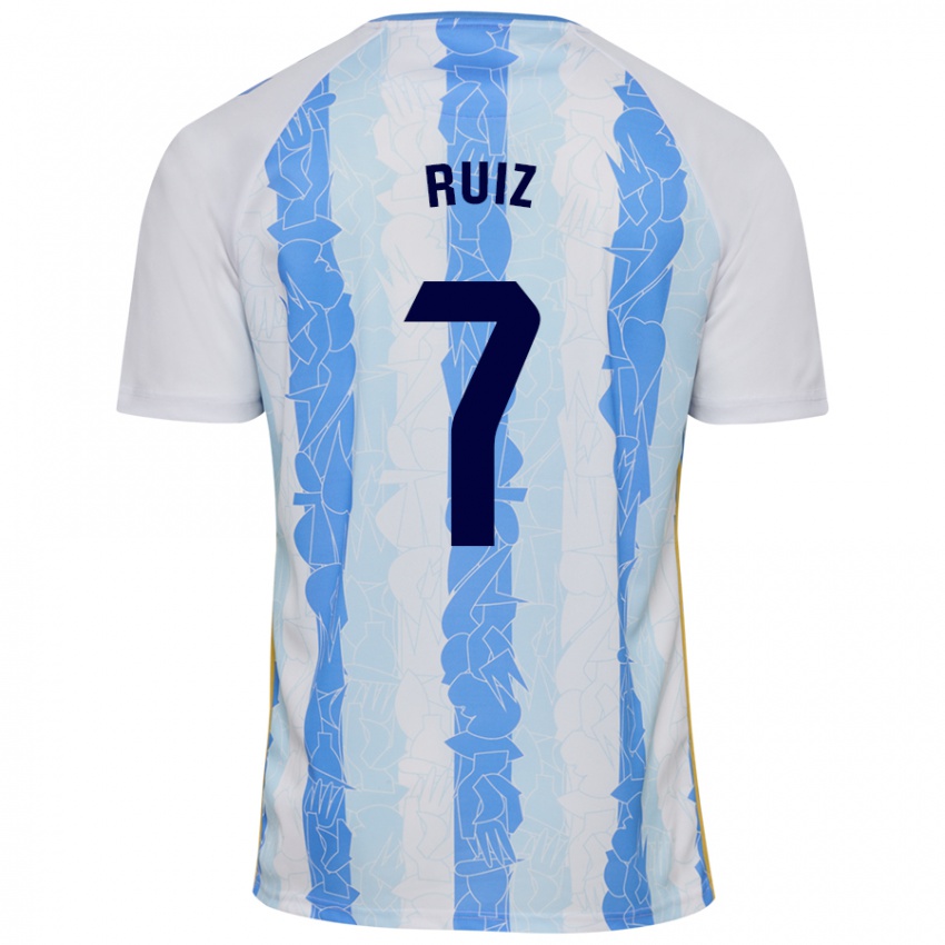 Kinder María Ruiz #7 Weiß Blau Heimtrikot Trikot 2024/25 T-Shirt