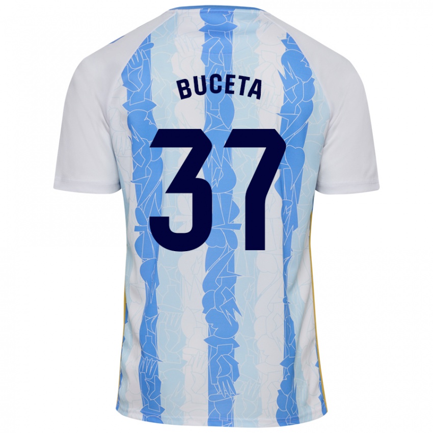 Kinder Ana Buceta #37 Weiß Blau Heimtrikot Trikot 2024/25 T-Shirt