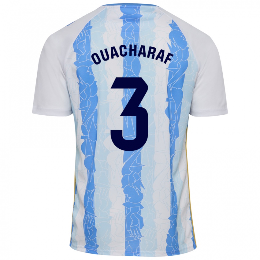 Kinder Bilal Ouacharaf #3 Weiß Blau Heimtrikot Trikot 2024/25 T-Shirt