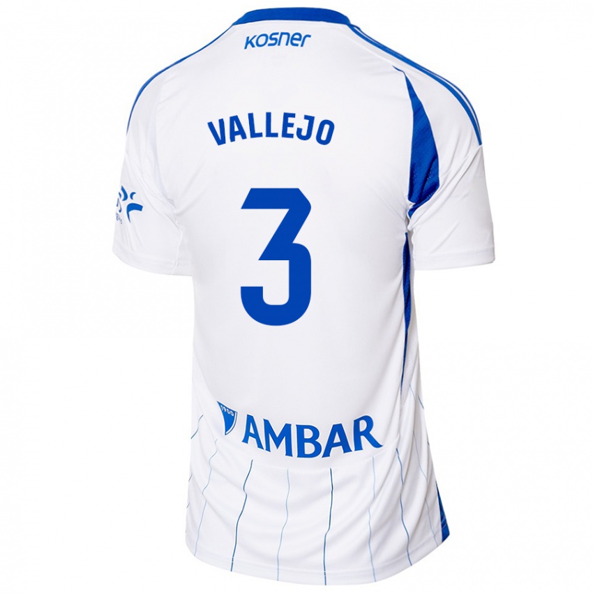 Kinder Jaime Vallejo #3 Rot Weiß Heimtrikot Trikot 2024/25 T-Shirt