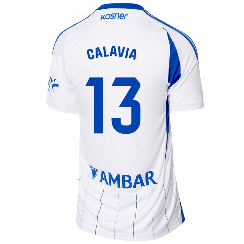 Kinder Carlos Calavia #13 Rot Weiß Heimtrikot Trikot 2024/25 T-Shirt