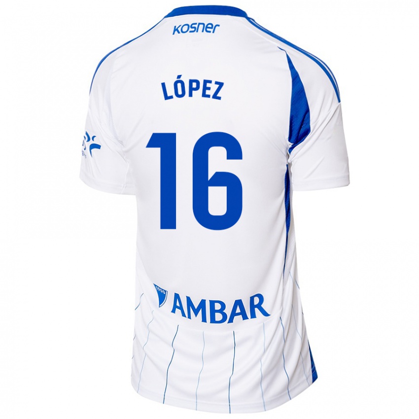 Kinder Juan López #16 Rot Weiß Heimtrikot Trikot 2024/25 T-Shirt