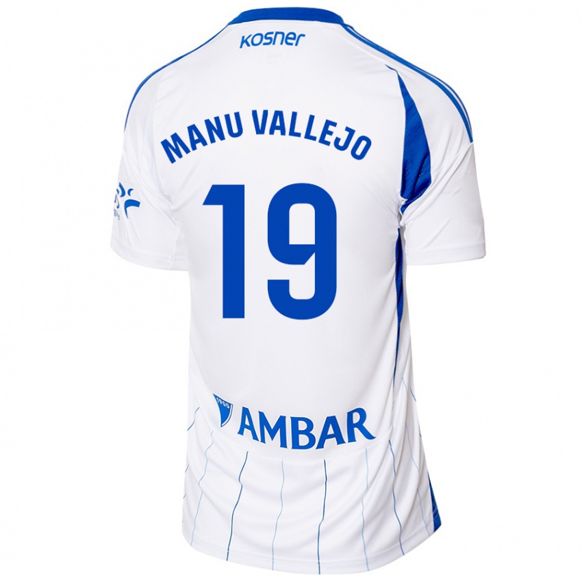 Kinder Manu Vallejo #19 Rot Weiß Heimtrikot Trikot 2024/25 T-Shirt