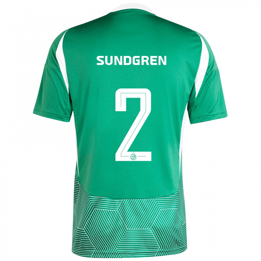 Kinder Daniel Sundgren #2 Grün Weiß Heimtrikot Trikot 2024/25 T-Shirt