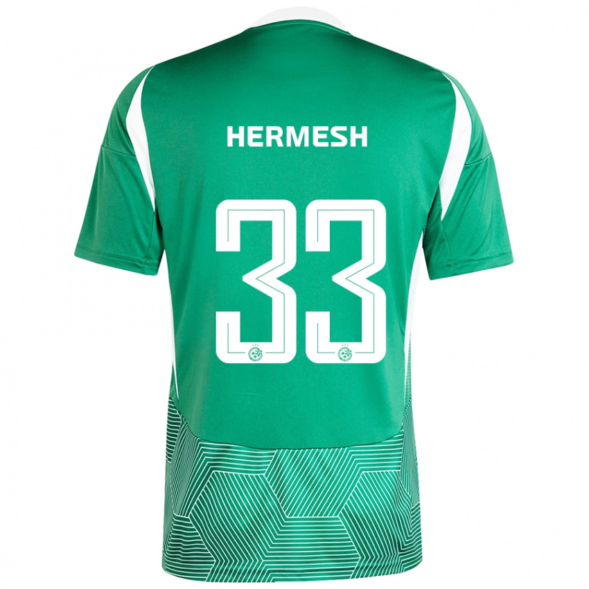 Kinder Liam Hermesh #33 Grün Weiß Heimtrikot Trikot 2024/25 T-Shirt