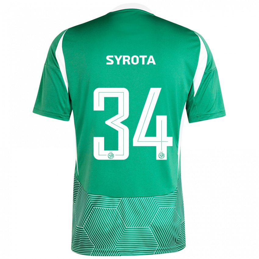 Kinder Oleksandr Syrota #34 Grün Weiß Heimtrikot Trikot 2024/25 T-Shirt