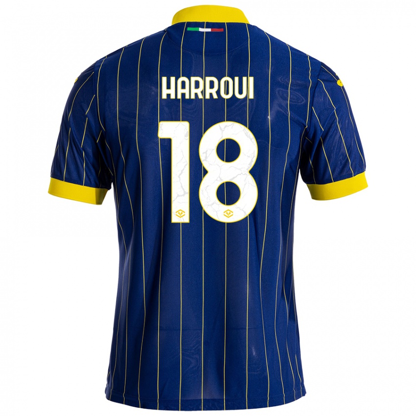 Kinder Abdou Harroui #18 Blau Gelb Heimtrikot Trikot 2024/25 T-Shirt