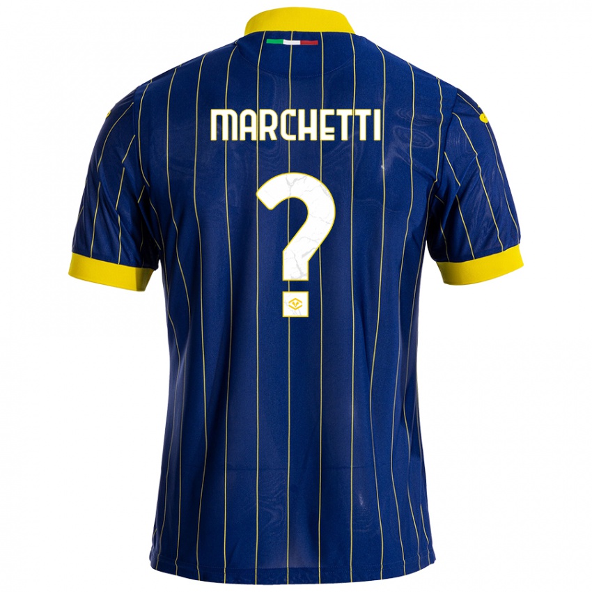 Kinder Nicolò Marchetti #0 Blau Gelb Heimtrikot Trikot 2024/25 T-Shirt