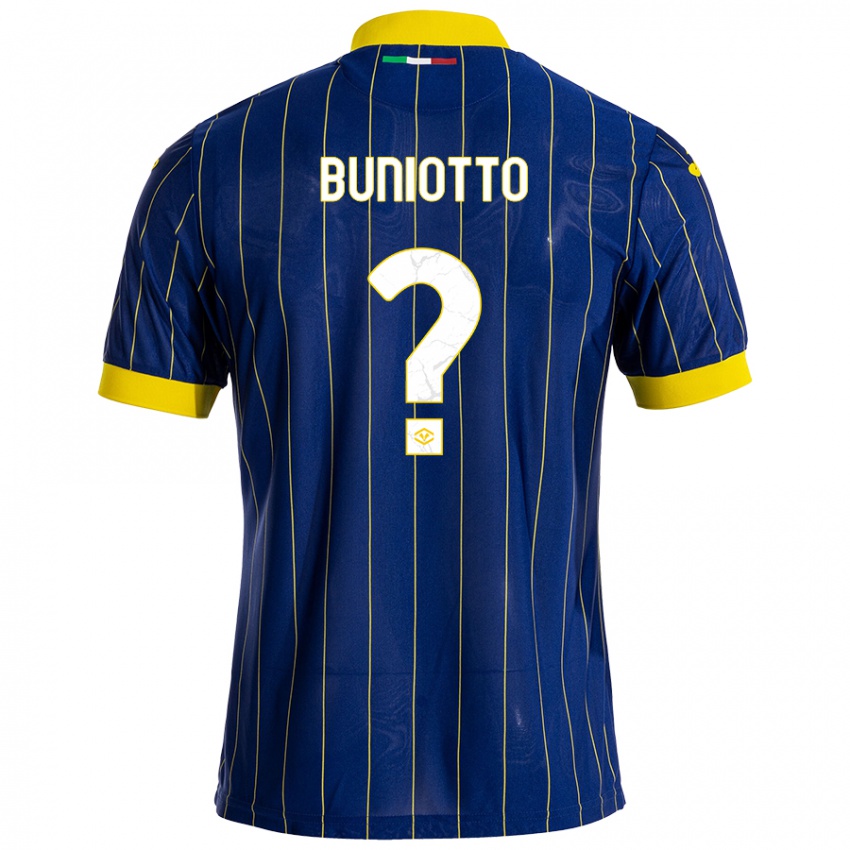 Kinder Mattia Buniotto #0 Blau Gelb Heimtrikot Trikot 2024/25 T-Shirt