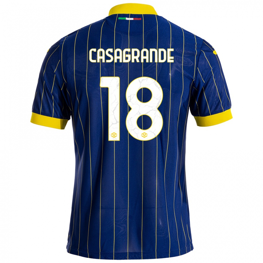 Kinder Davide Casagrande #18 Blau Gelb Heimtrikot Trikot 2024/25 T-Shirt