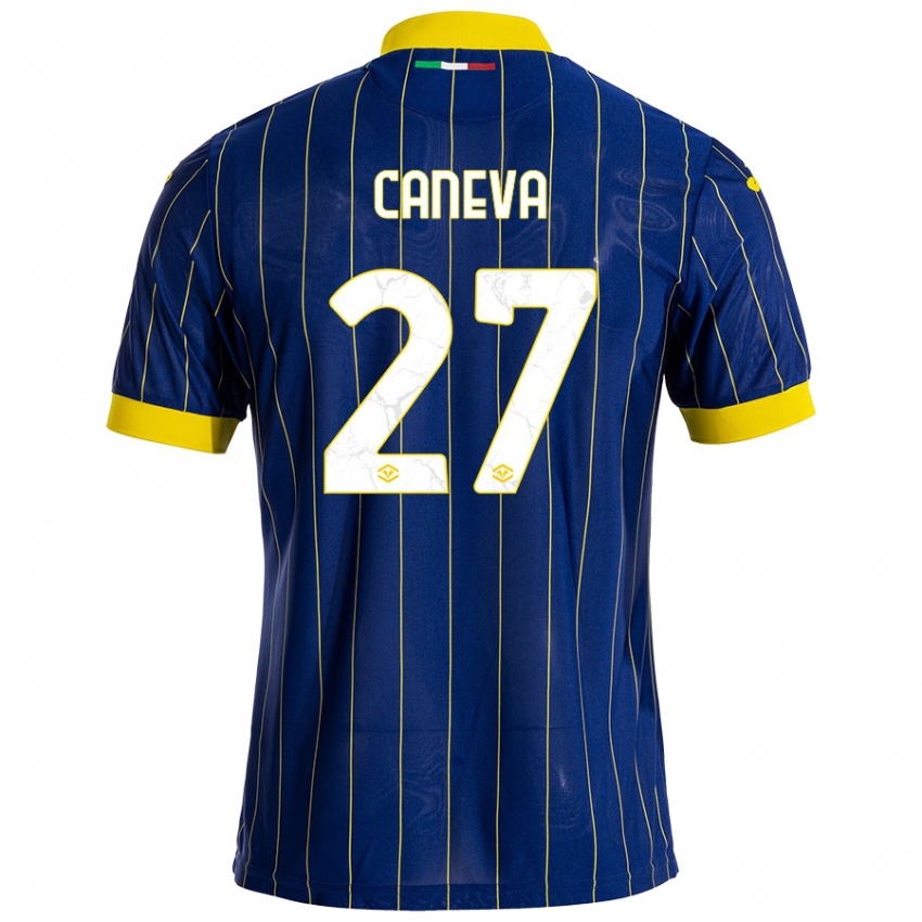 Kinder Elia Caneva #27 Blau Gelb Heimtrikot Trikot 2024/25 T-Shirt