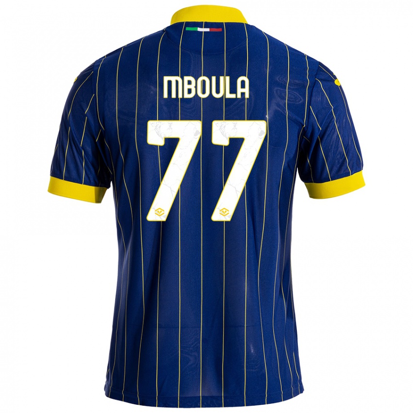 Kinder Jordi Mboula #77 Blau Gelb Heimtrikot Trikot 2024/25 T-Shirt