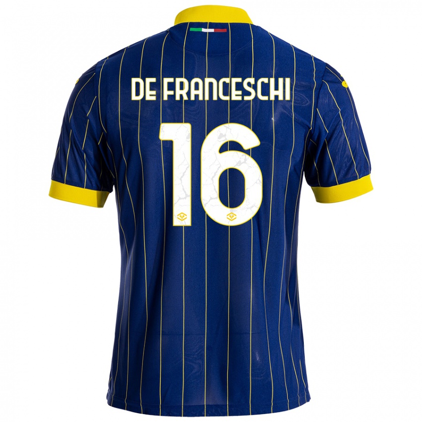 Kinder Edoardo De Franceschi #16 Blau Gelb Heimtrikot Trikot 2024/25 T-Shirt