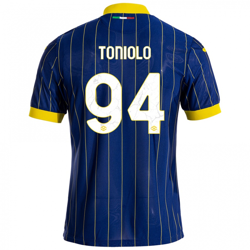 Kinder Giacomo Toniolo #94 Blau Gelb Heimtrikot Trikot 2024/25 T-Shirt