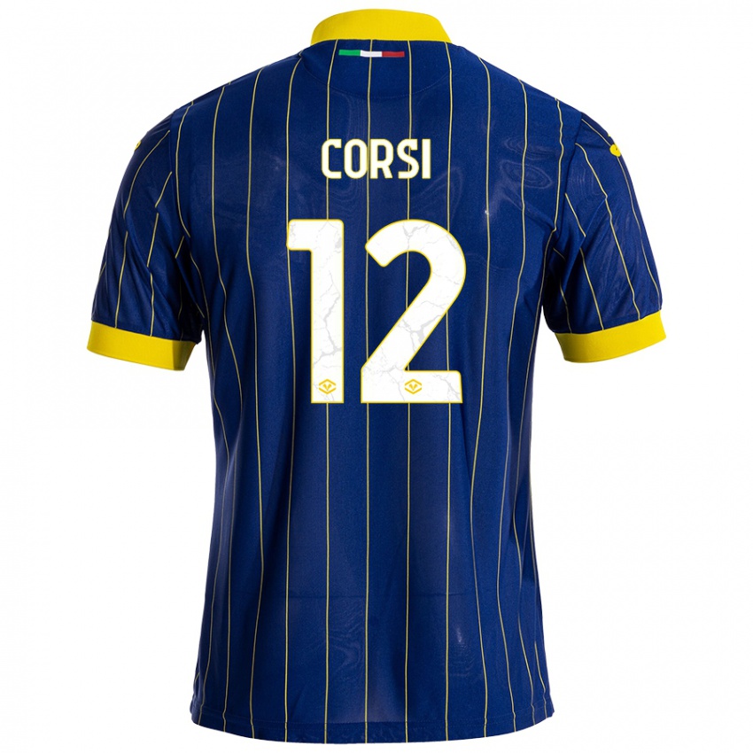 Kinder Sara Corsi #12 Blau Gelb Heimtrikot Trikot 2024/25 T-Shirt