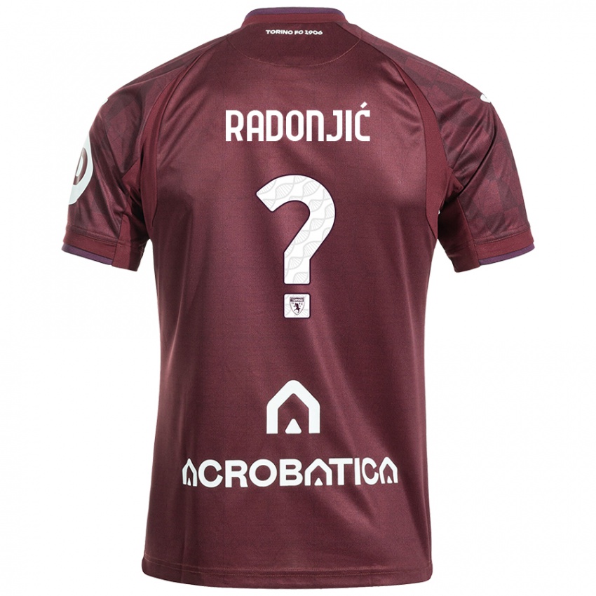 Kinder Nemanja Radonjic #0 Kastanienbraun Weiß Heimtrikot Trikot 2024/25 T-Shirt