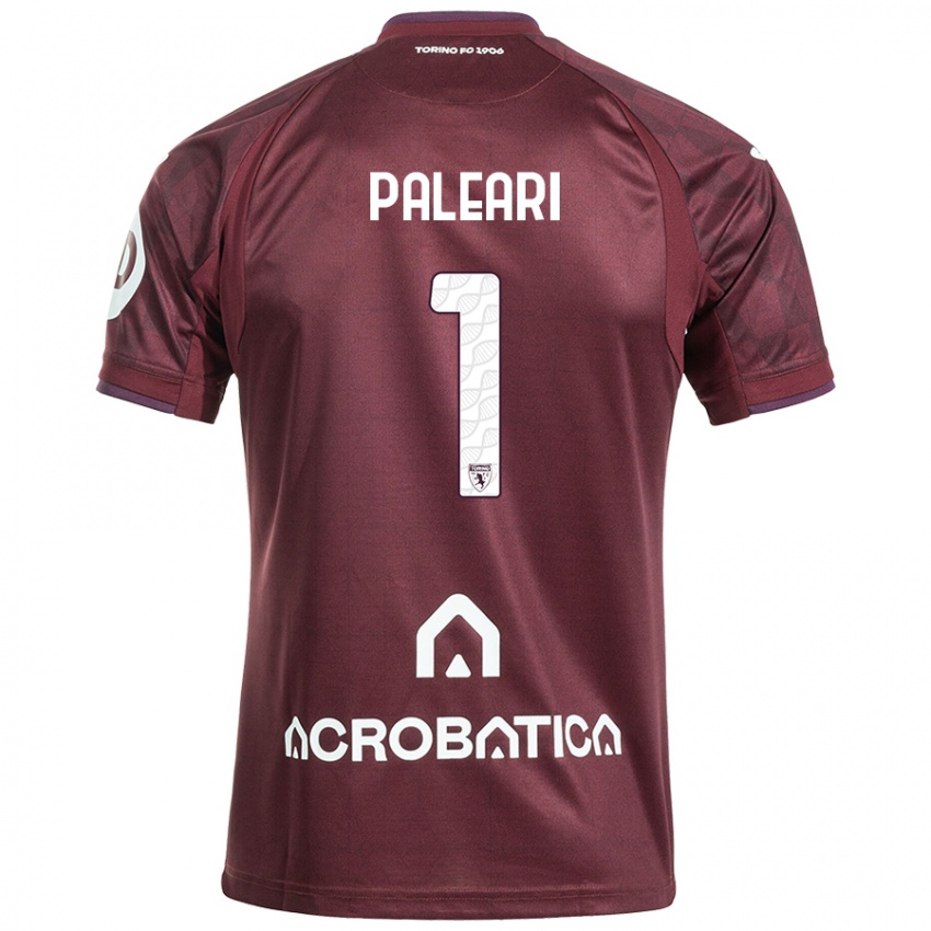 Kinder Alberto Paleari #1 Kastanienbraun Weiß Heimtrikot Trikot 2024/25 T-Shirt