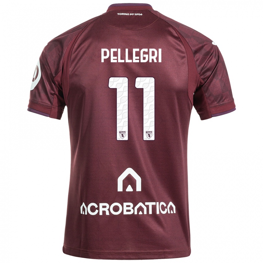 Kinder Pietro Pellegri #11 Kastanienbraun Weiß Heimtrikot Trikot 2024/25 T-Shirt