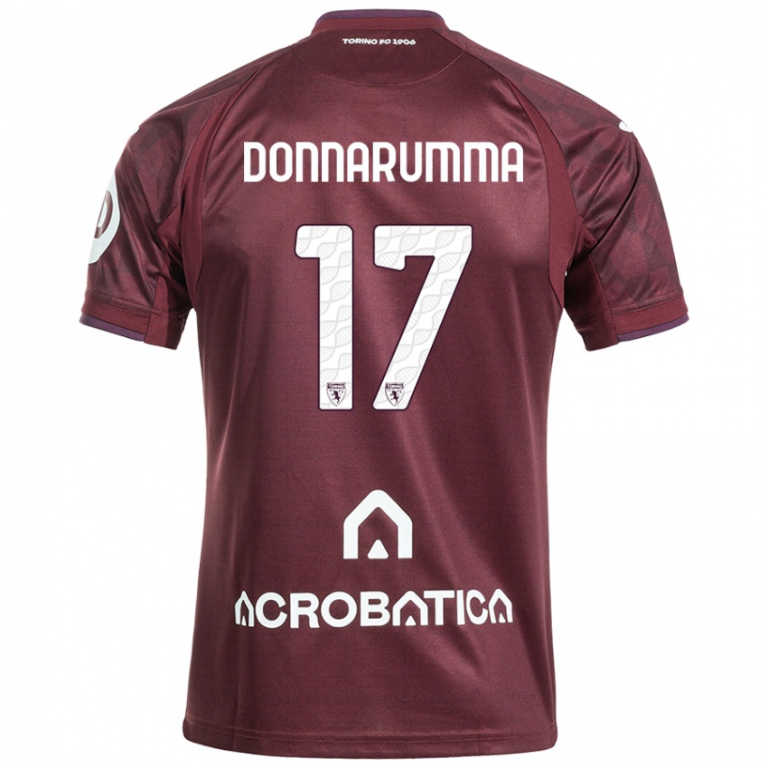 Kinder Antonio Donnarumma #17 Kastanienbraun Weiß Heimtrikot Trikot 2024/25 T-Shirt