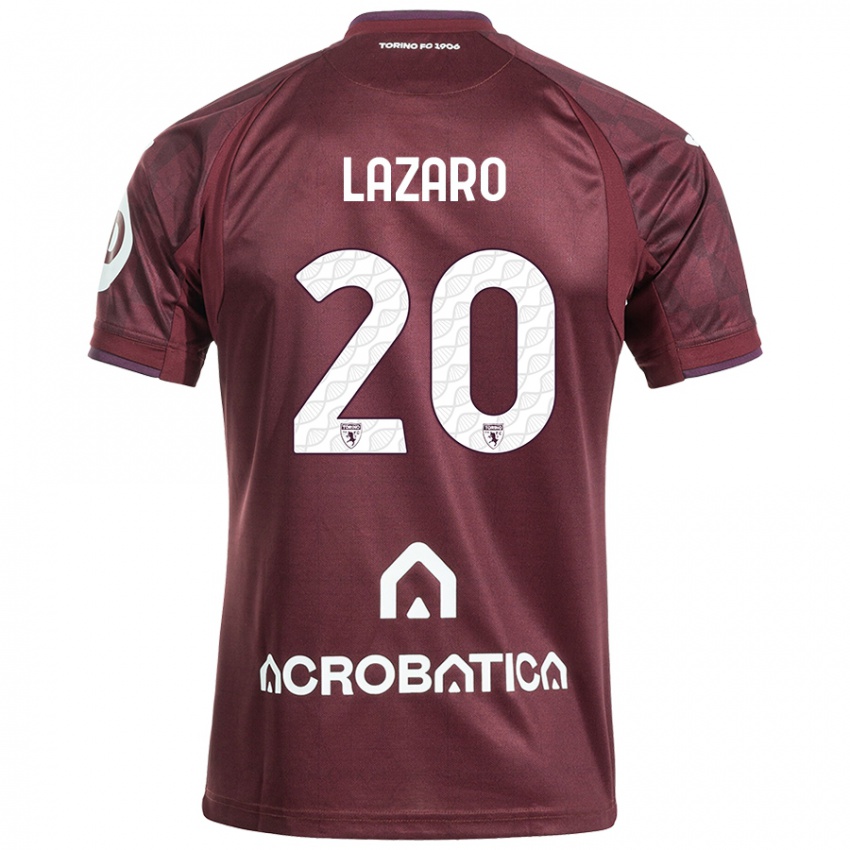 Kinder Valentino Lazaro #20 Kastanienbraun Weiß Heimtrikot Trikot 2024/25 T-Shirt