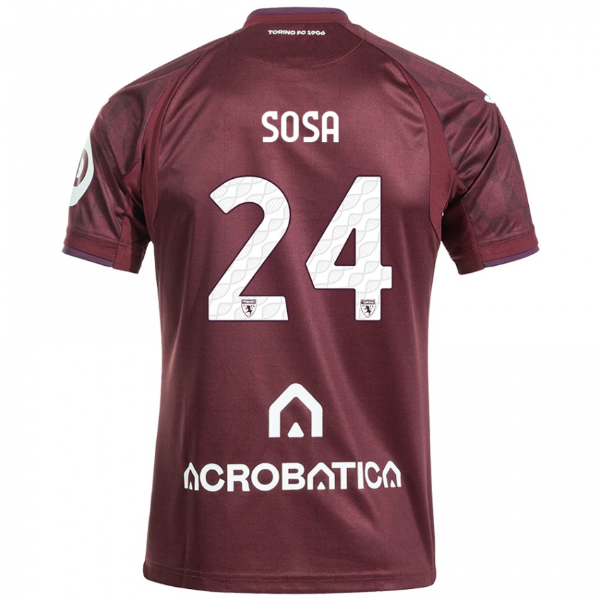 Kinder Borna Sosa #24 Kastanienbraun Weiß Heimtrikot Trikot 2024/25 T-Shirt