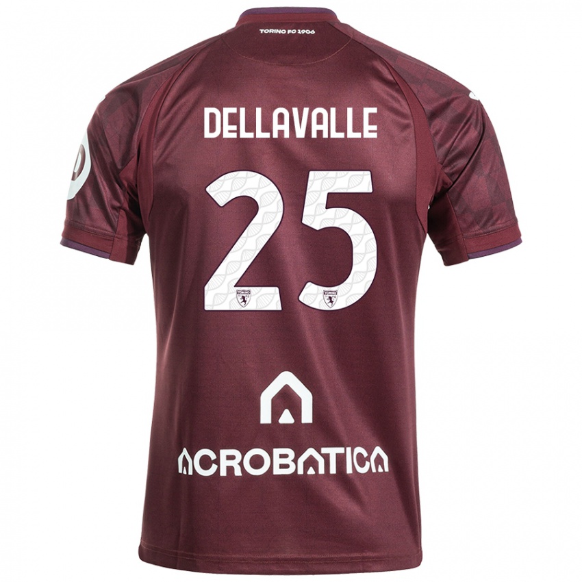 Kinder Alessandro Dellavalle #25 Kastanienbraun Weiß Heimtrikot Trikot 2024/25 T-Shirt