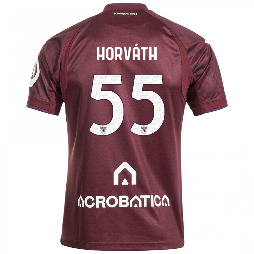 Kinder Krisztofer Horváth #55 Kastanienbraun Weiß Heimtrikot Trikot 2024/25 T-Shirt