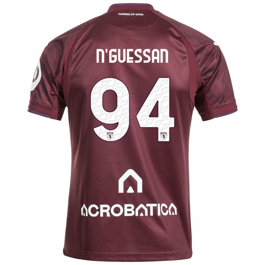 Kinder Ange Caumenan N'guessan #94 Kastanienbraun Weiß Heimtrikot Trikot 2024/25 T-Shirt