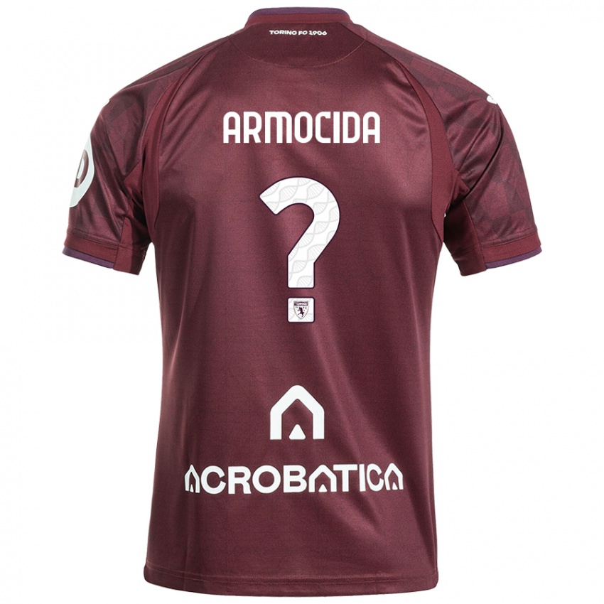 Kinder Simone Armocida #0 Kastanienbraun Weiß Heimtrikot Trikot 2024/25 T-Shirt