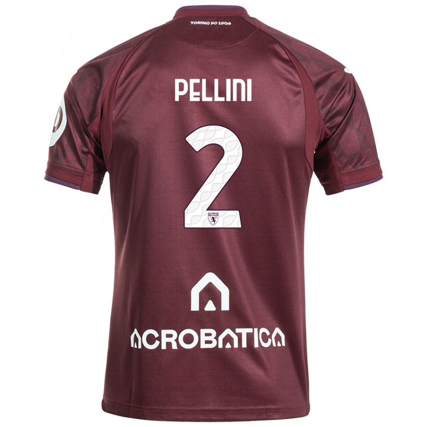 Kinder Mattia Pellini #2 Kastanienbraun Weiß Heimtrikot Trikot 2024/25 T-Shirt