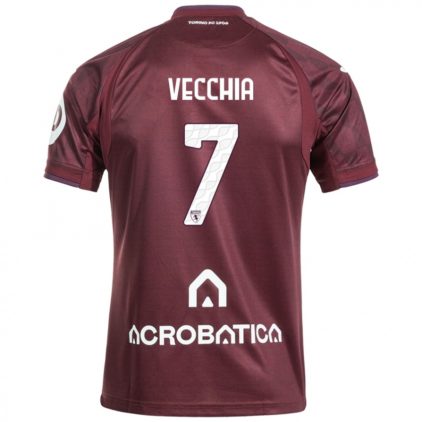 Kinder Marco Dalla Vecchia #7 Kastanienbraun Weiß Heimtrikot Trikot 2024/25 T-Shirt