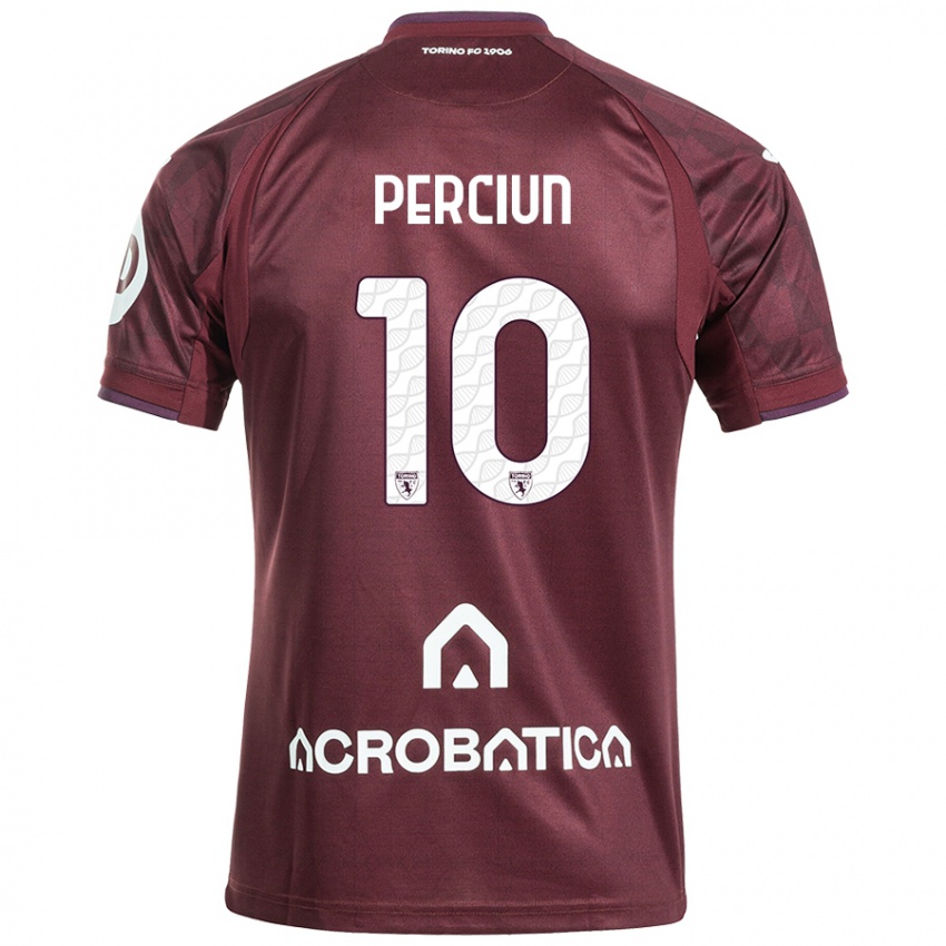 Kinder Sergiu Perciun #10 Kastanienbraun Weiß Heimtrikot Trikot 2024/25 T-Shirt