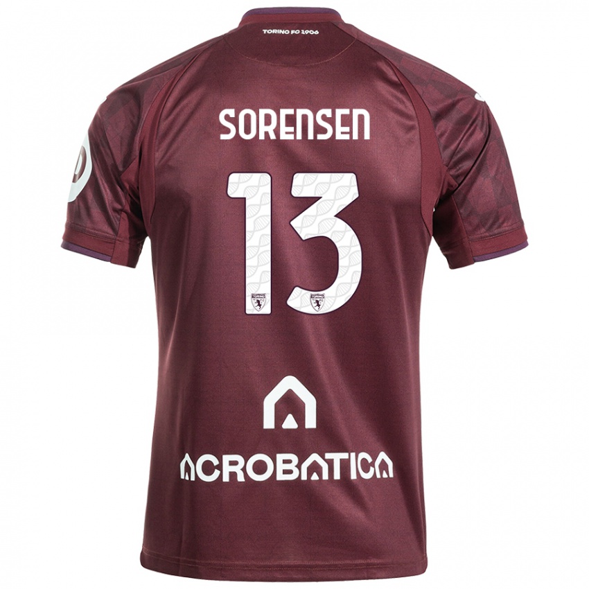 Kinder Ben Sørensen #13 Kastanienbraun Weiß Heimtrikot Trikot 2024/25 T-Shirt