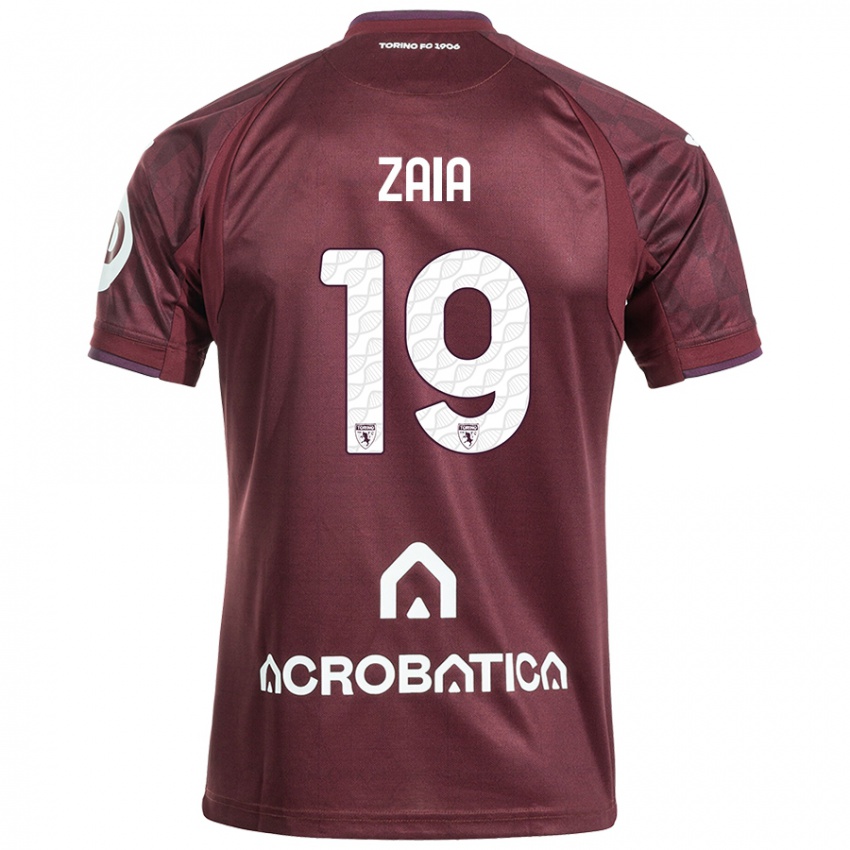 Kinder Edoardo Zaia #19 Kastanienbraun Weiß Heimtrikot Trikot 2024/25 T-Shirt