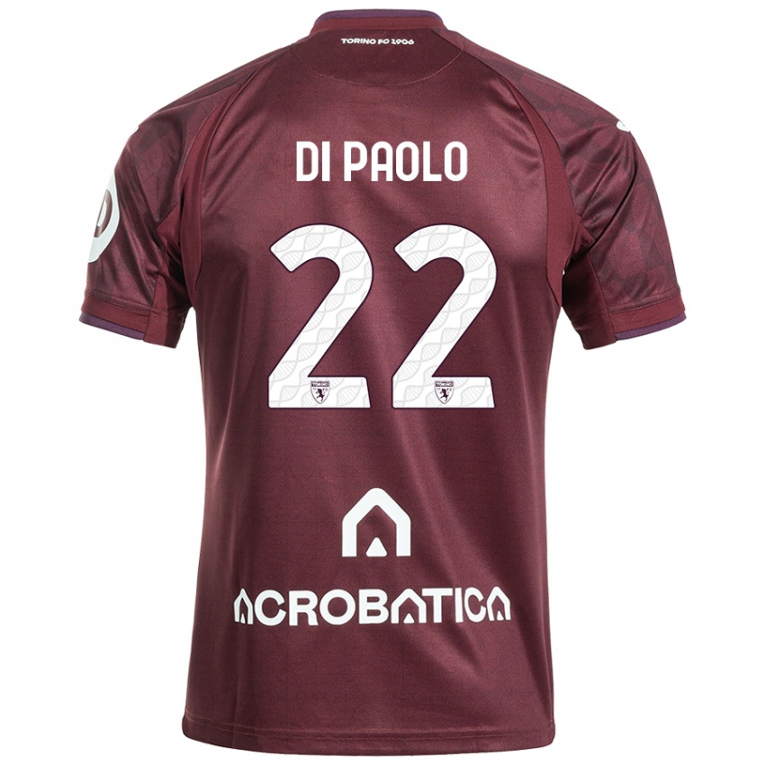 Kinder Sebastiano Di Paolo #22 Kastanienbraun Weiß Heimtrikot Trikot 2024/25 T-Shirt