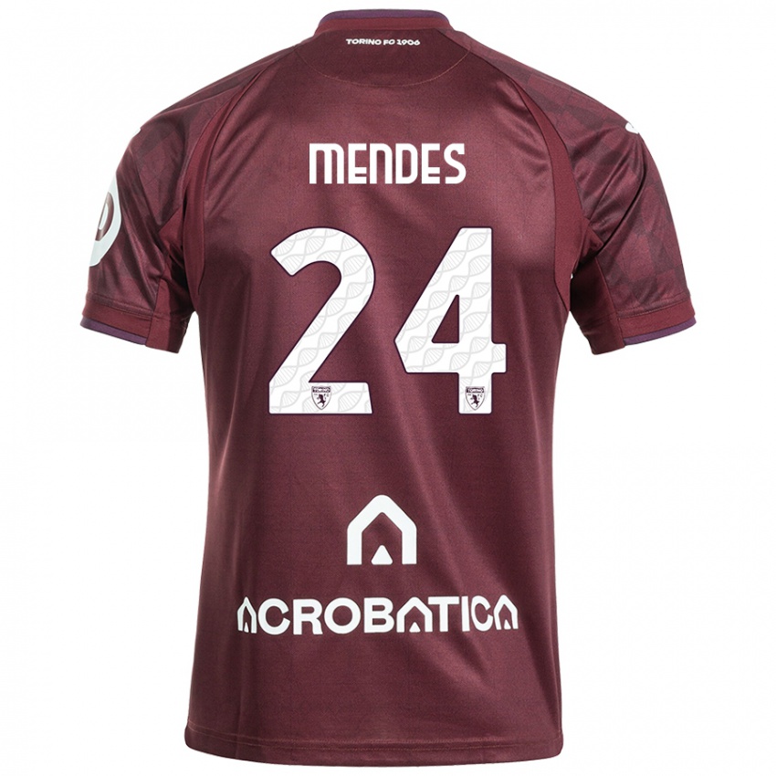 Kinder Rodrigo Mendes #24 Kastanienbraun Weiß Heimtrikot Trikot 2024/25 T-Shirt