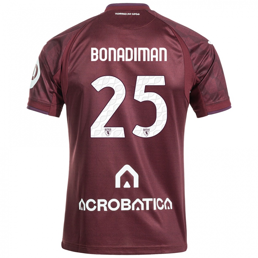 Kinder Matteo Bonadiman #25 Kastanienbraun Weiß Heimtrikot Trikot 2024/25 T-Shirt