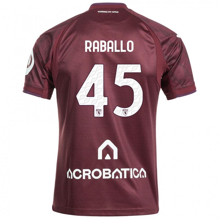 Kinder Alessio Raballo #45 Kastanienbraun Weiß Heimtrikot Trikot 2024/25 T-Shirt