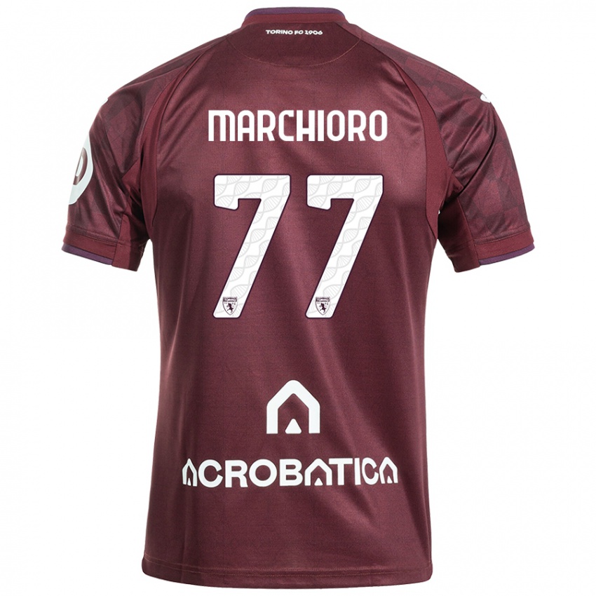 Kinder Raffaele Marchioro #77 Kastanienbraun Weiß Heimtrikot Trikot 2024/25 T-Shirt